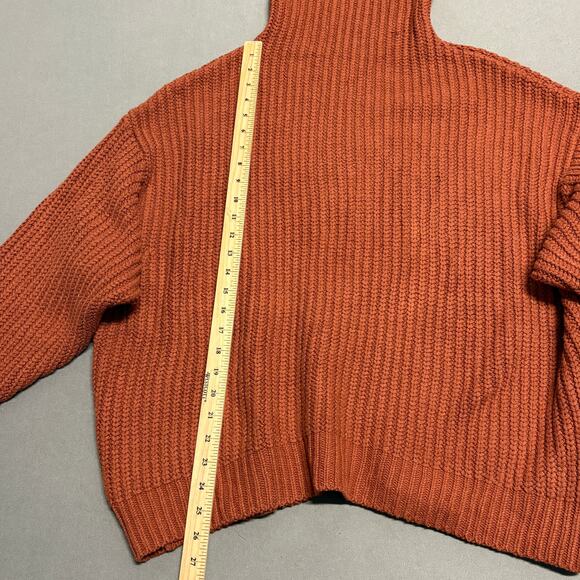 FREE PEOPLE Women's Turtleneck Oversized‎ Cable Knit Sweater Orange XS Eleven - Picture 11 of 13